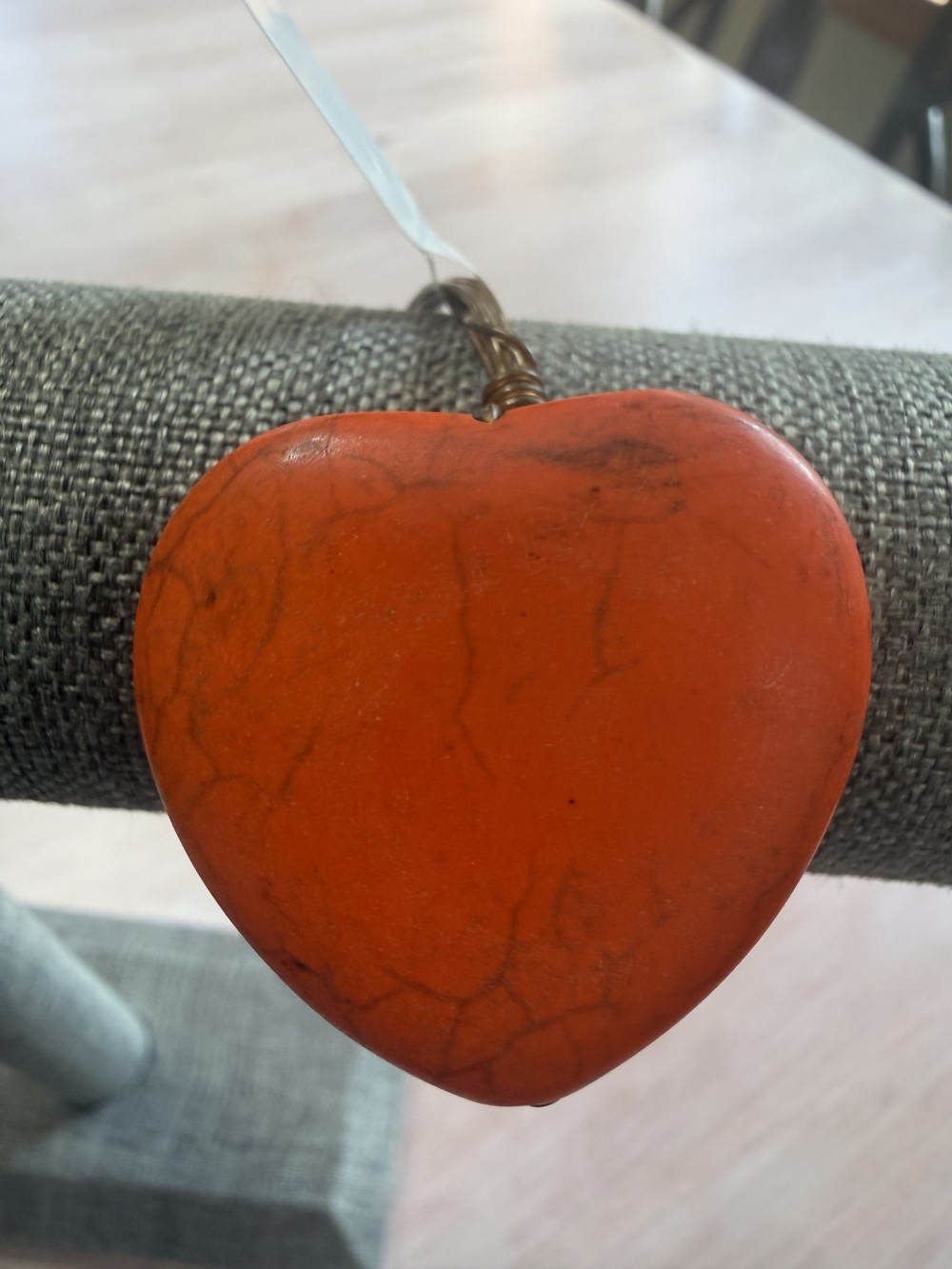 Bangle Style Bracelet - Hearts Stone Medallions Bronze Wire