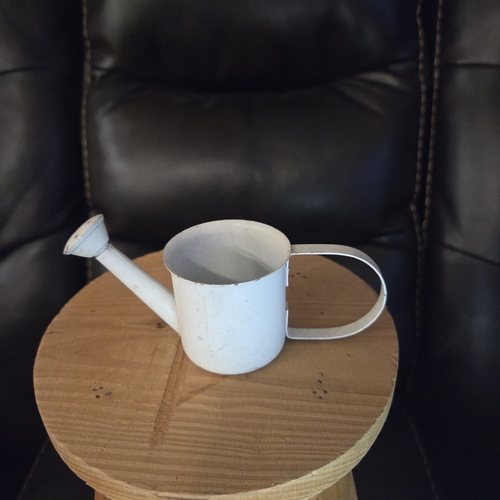 VTG Miniature White Metal Watering Can
