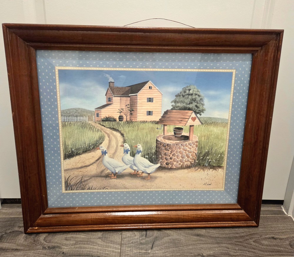 VTG JC Wood Americana Folk Art Print
