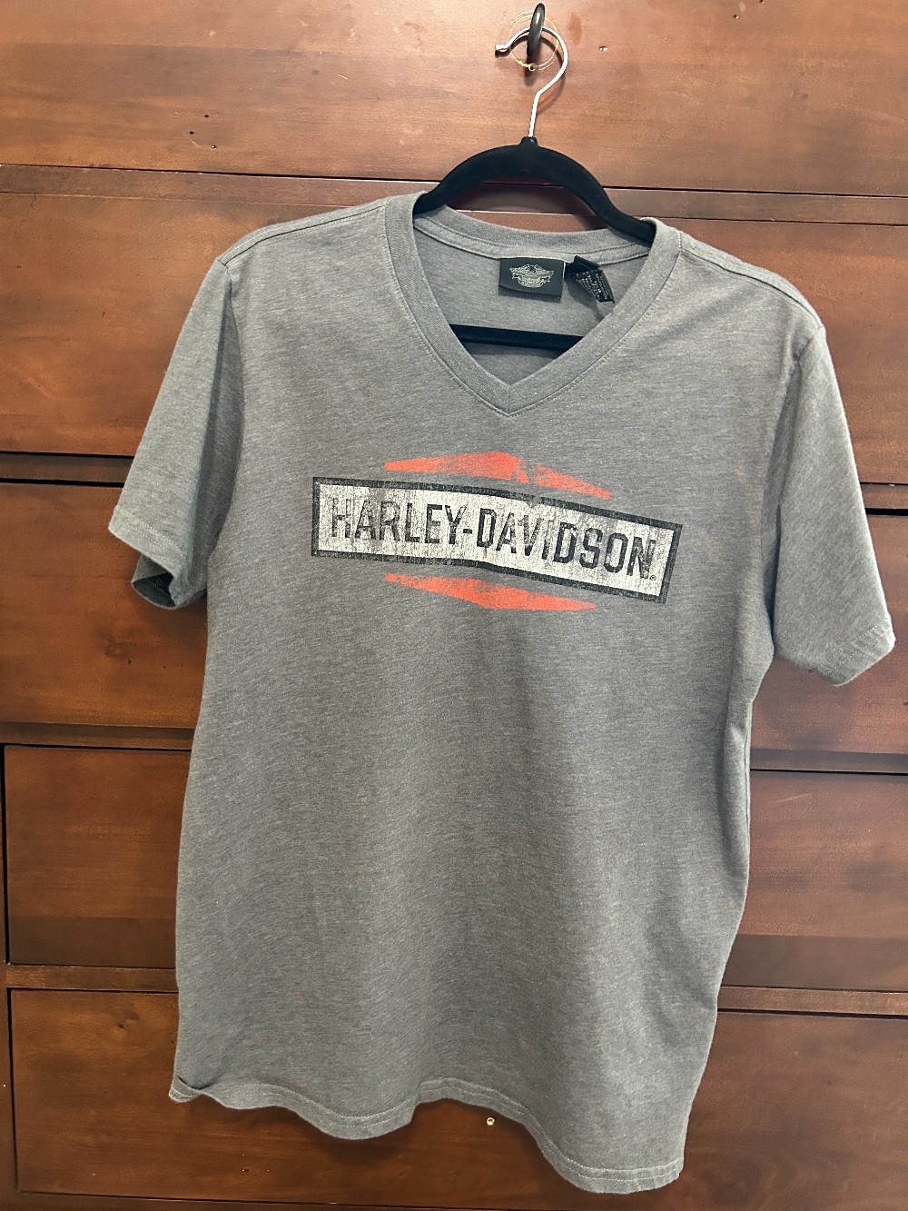 Gray Harley Davidson V-neck T-Shirt