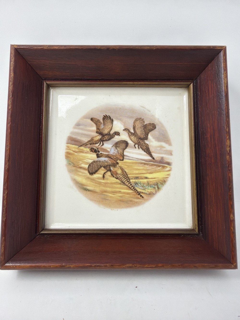 Vtg Framed Pheasant Tile