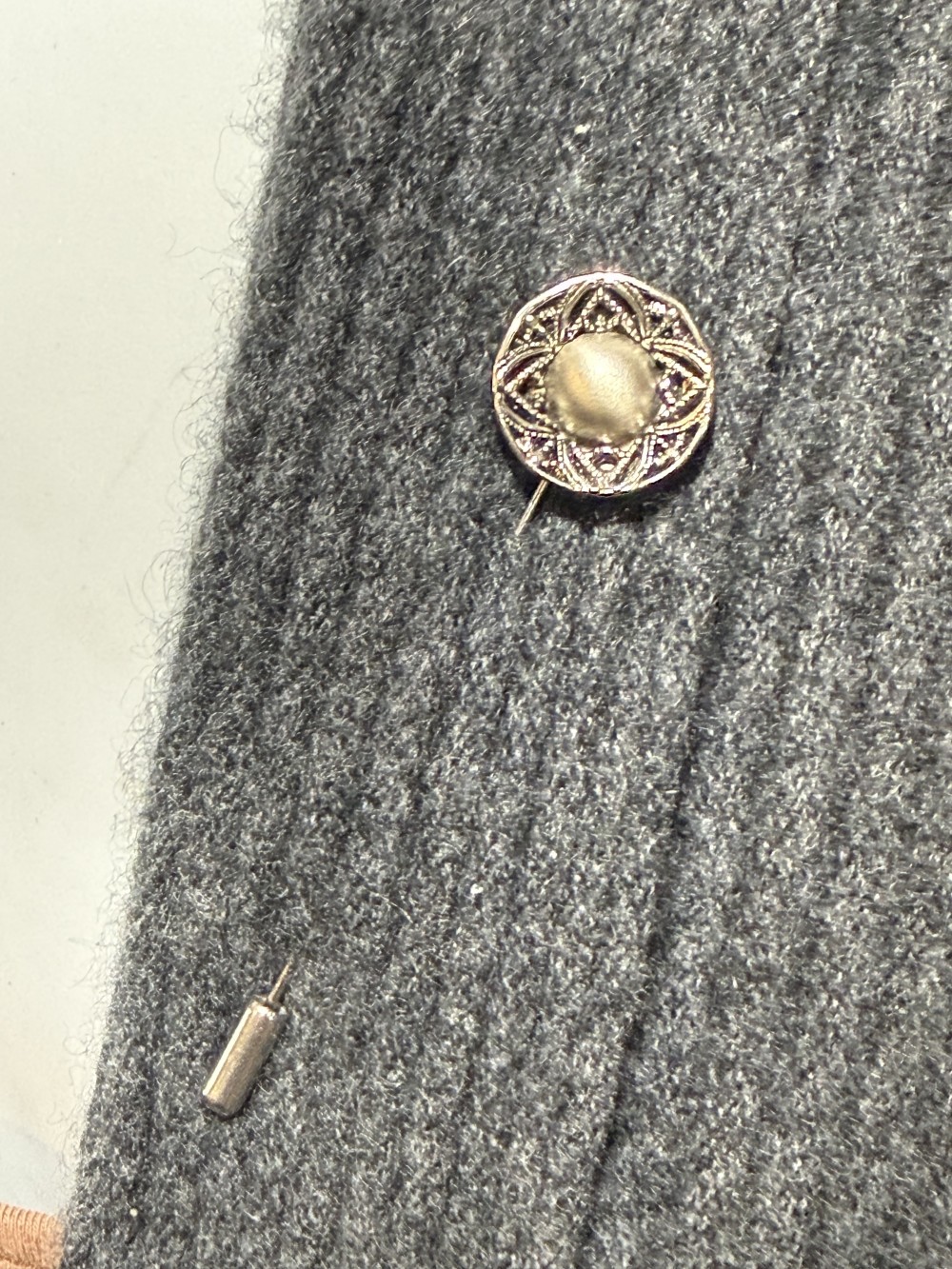 Hat Pin / Scarf Pin - Vintage Pewter Button, Lapel Pin, Hat Pins,