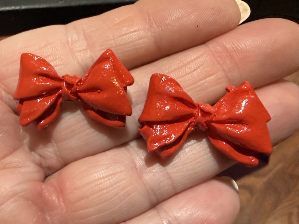 Stud Earrings - Red Bows