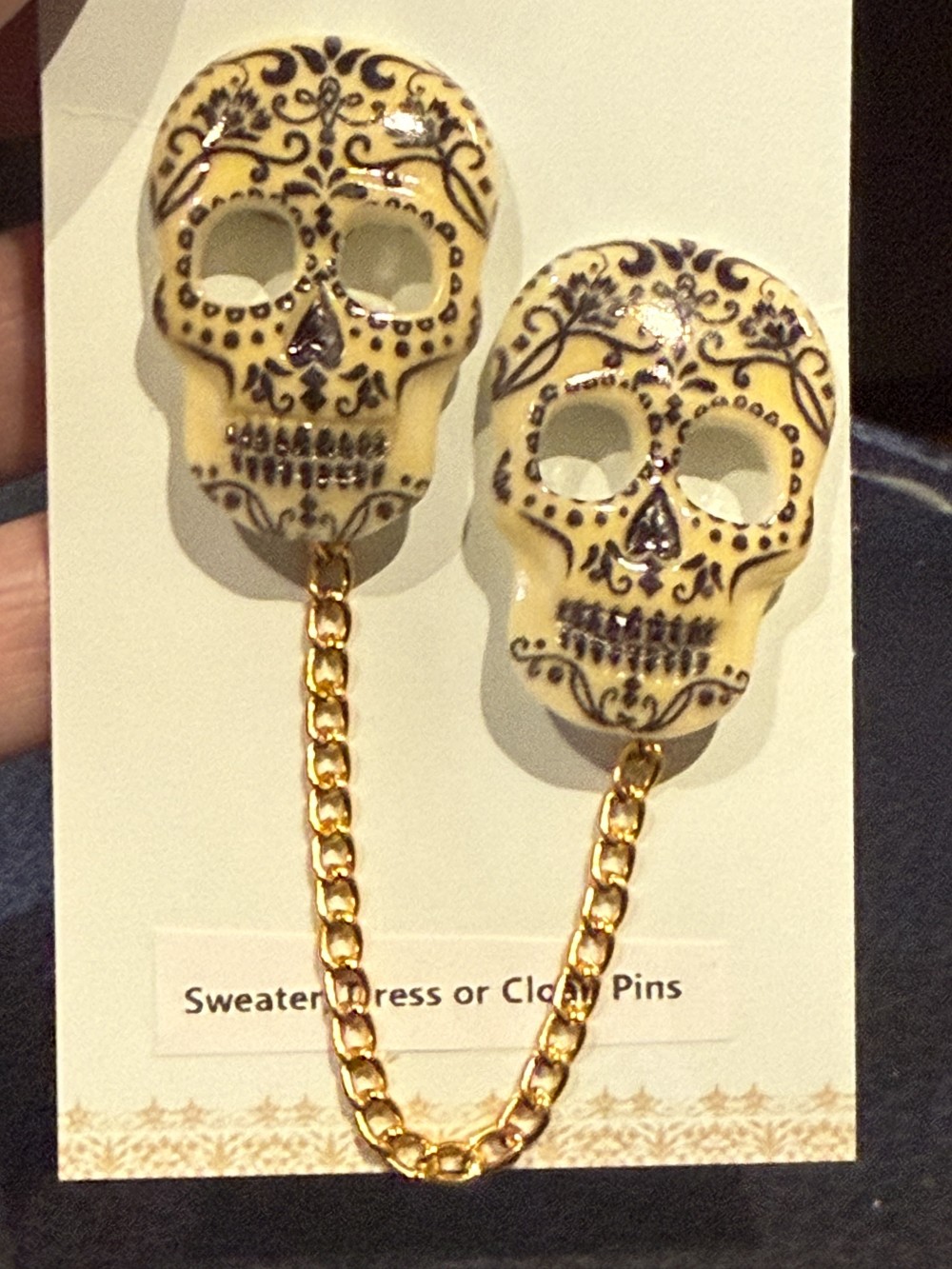 Sweater Pins - Sugar Skulls, Dress Pins, Cloak Pins