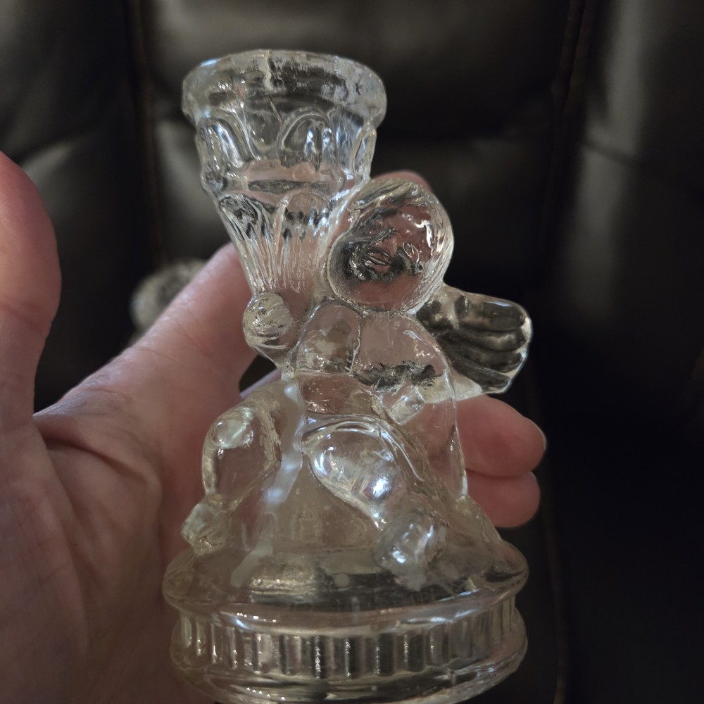 Pair of VTG Glass Angel Candle Holders