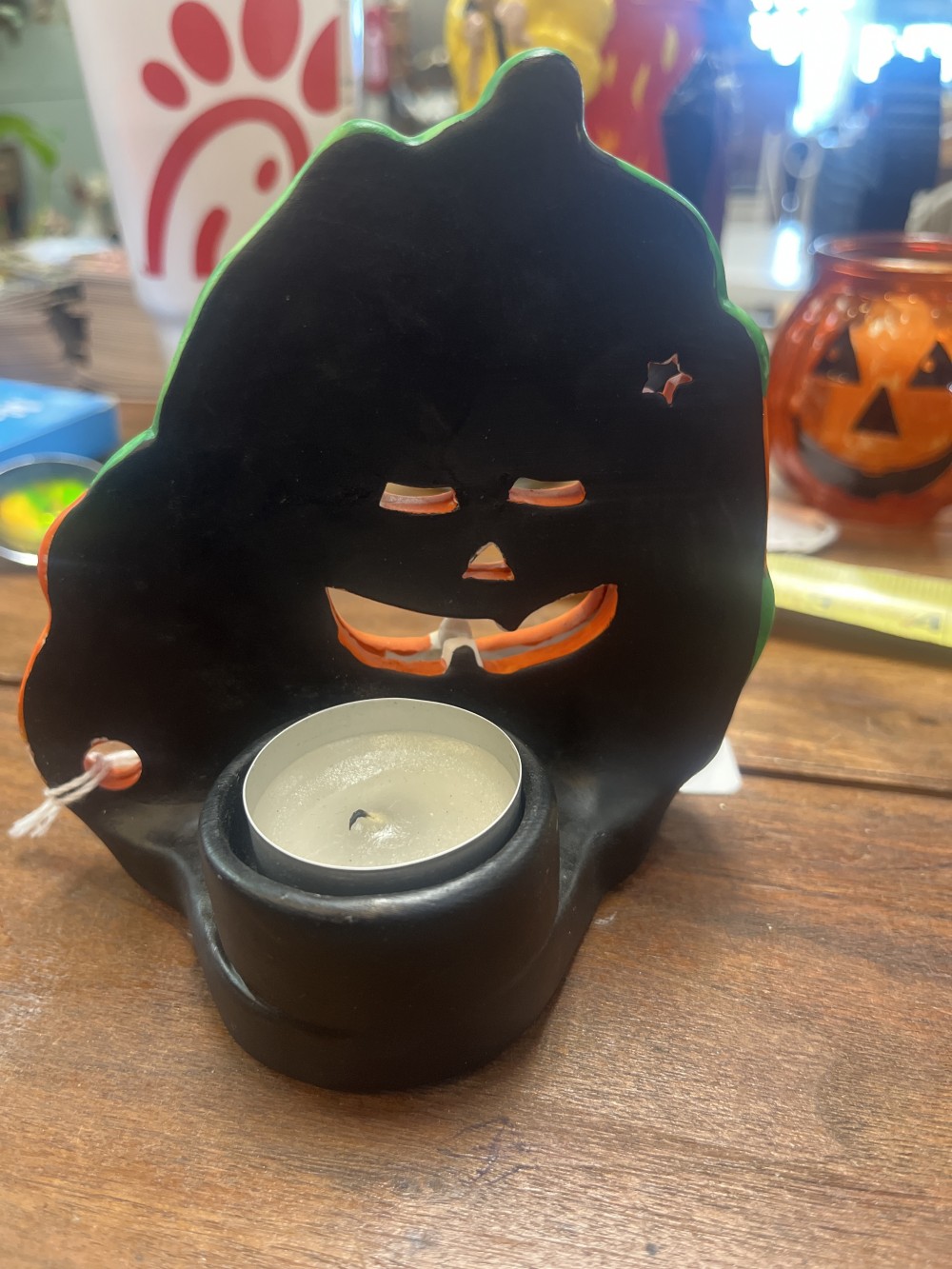 Ceramic Jack-o-lantern tea light