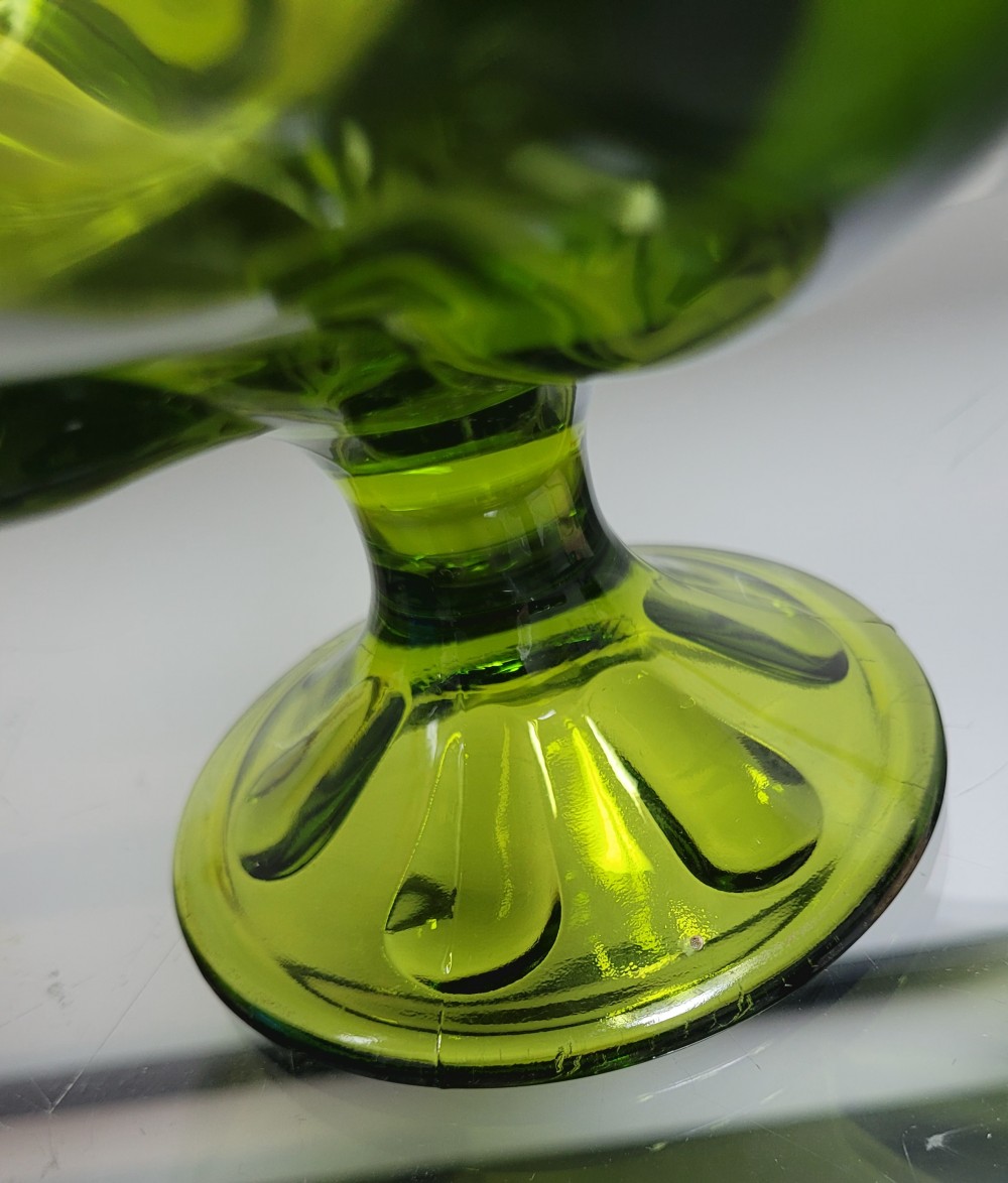 VTG 1964 Viking Glass 1434 Six Finger Compote Avocado