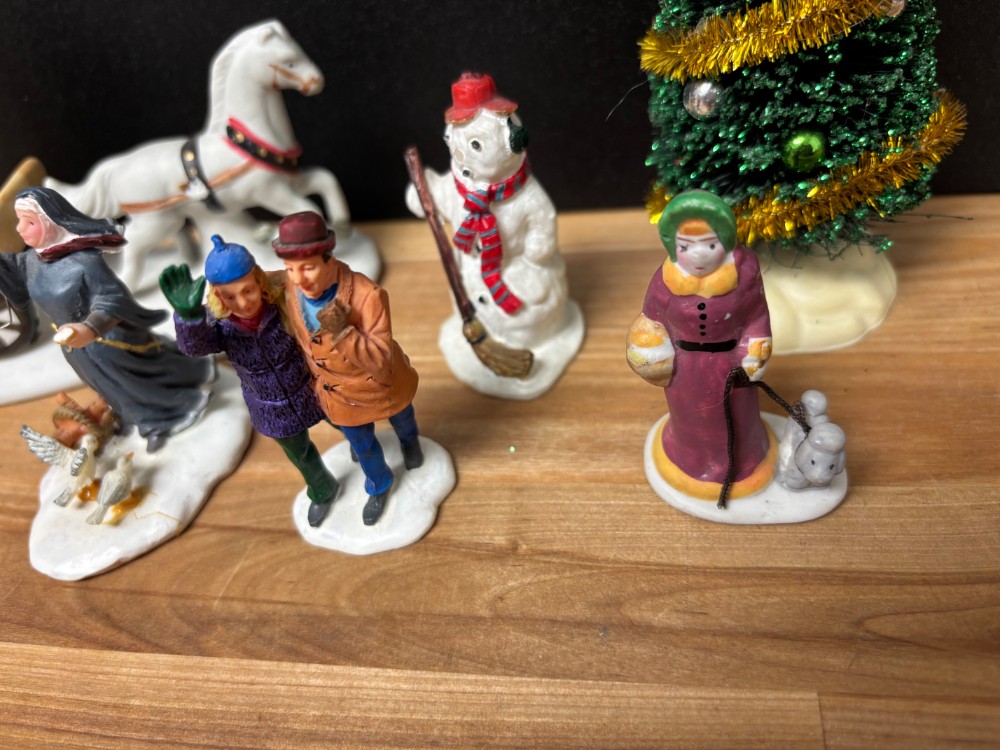 Vintage Lemax Christmas Village Figurine and Accessory Lot of 6