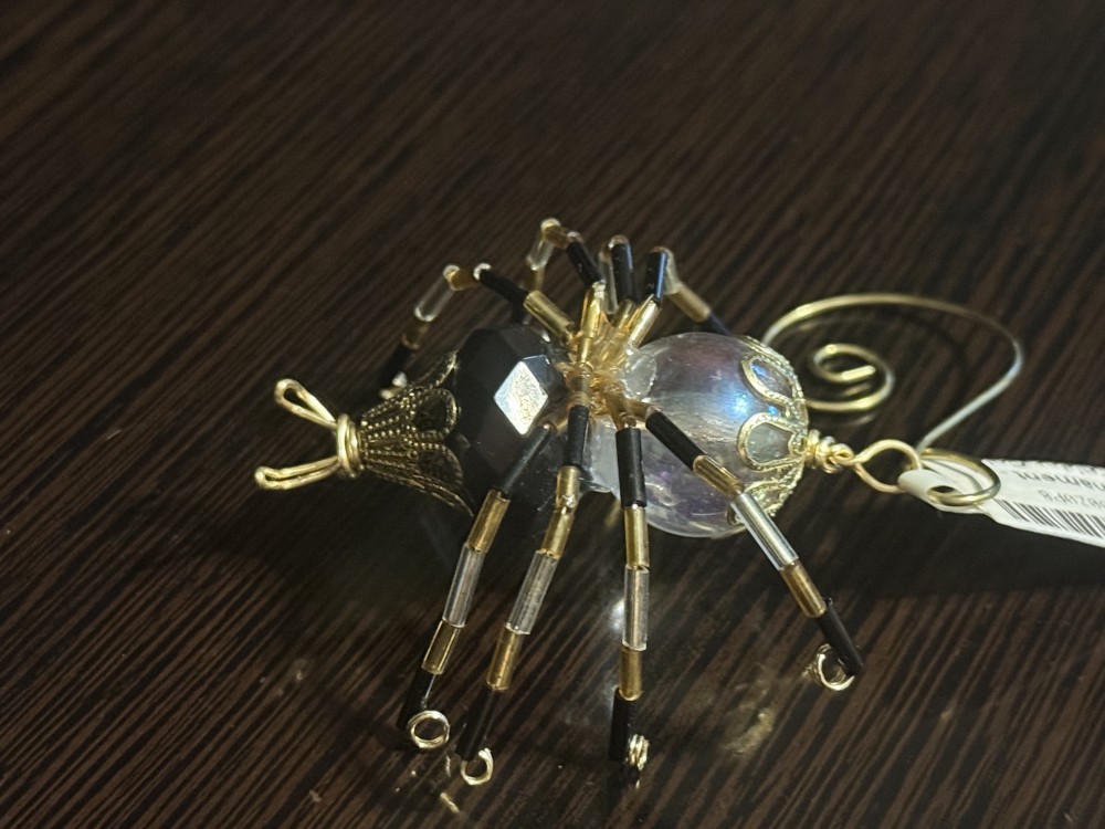 Ornament - Spider Black Clear Gold