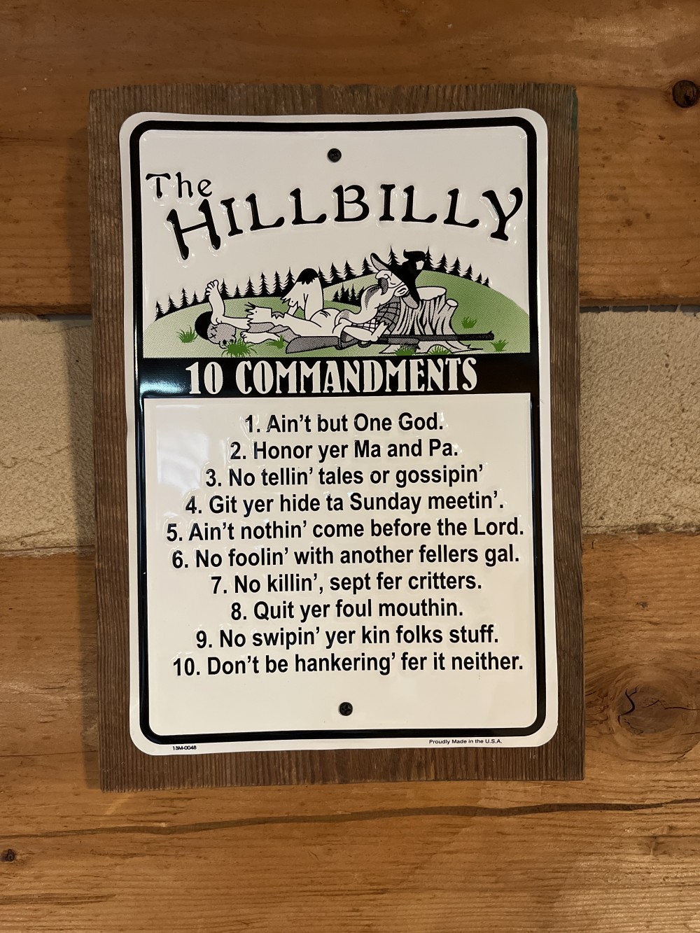 Hillbilly 10 Commandments on wood
