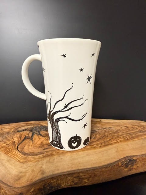 2007 Starbucks White Halloween Cup Spooky Tree
