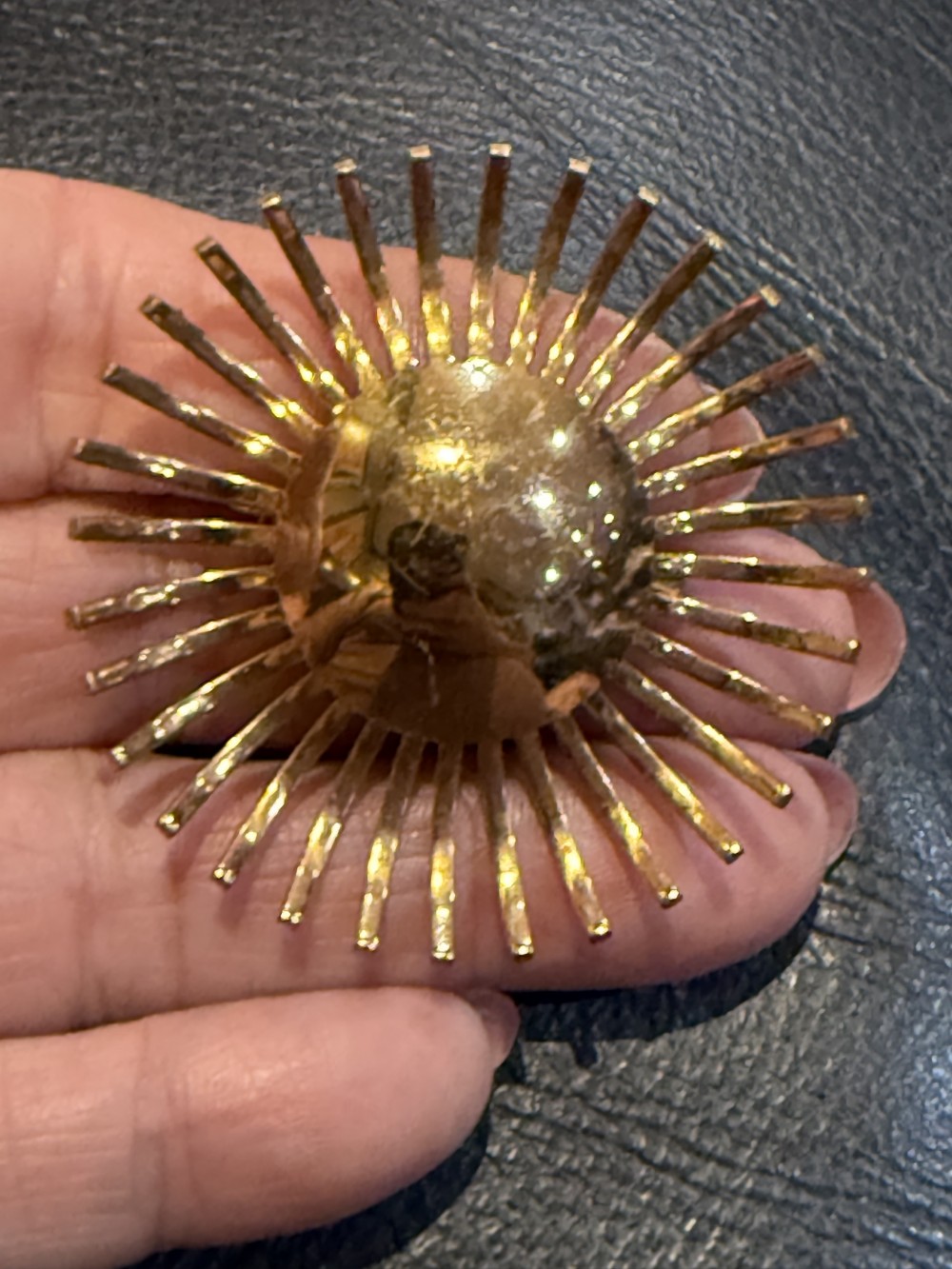 Vintage Gold Round Spikey Brooch Pin