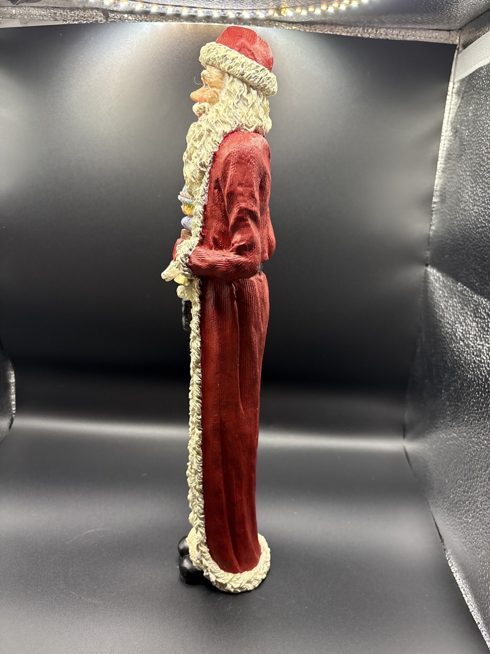 Handpainted Tree and Toys Pencil Santa Resin~13.5 in H