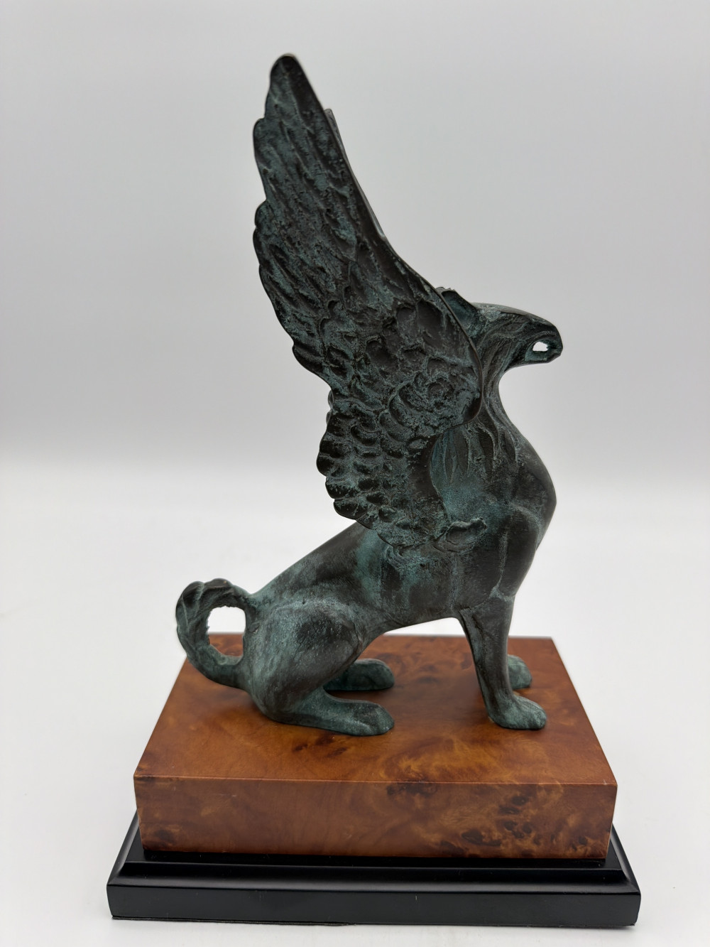 Verdigris Griffin on Pedestal Base