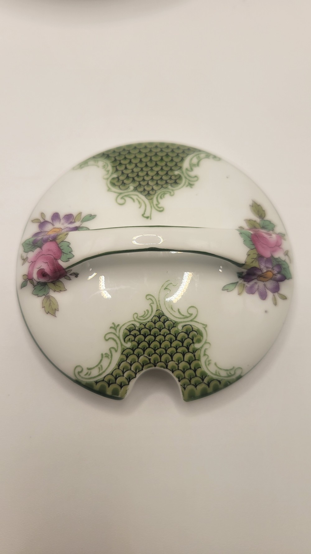Lidded Condiment Basket Jar-Green Fishscale & Floral