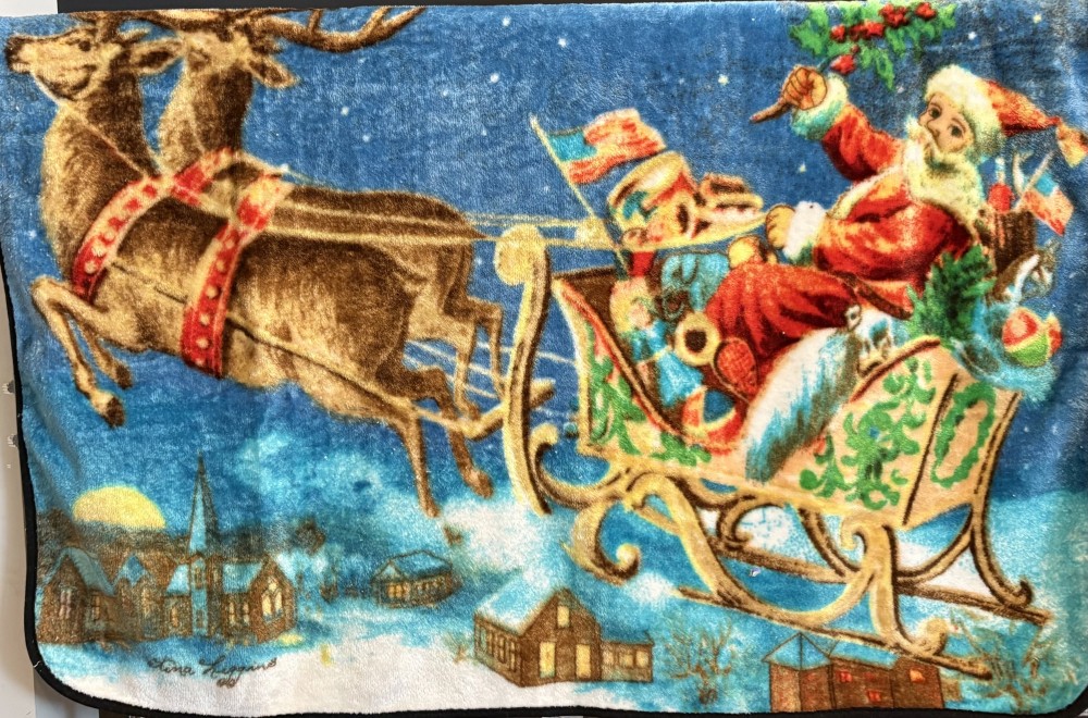 The Northwest Company - Warm Wishes Santa Sleigh Fleece Throw Blanket