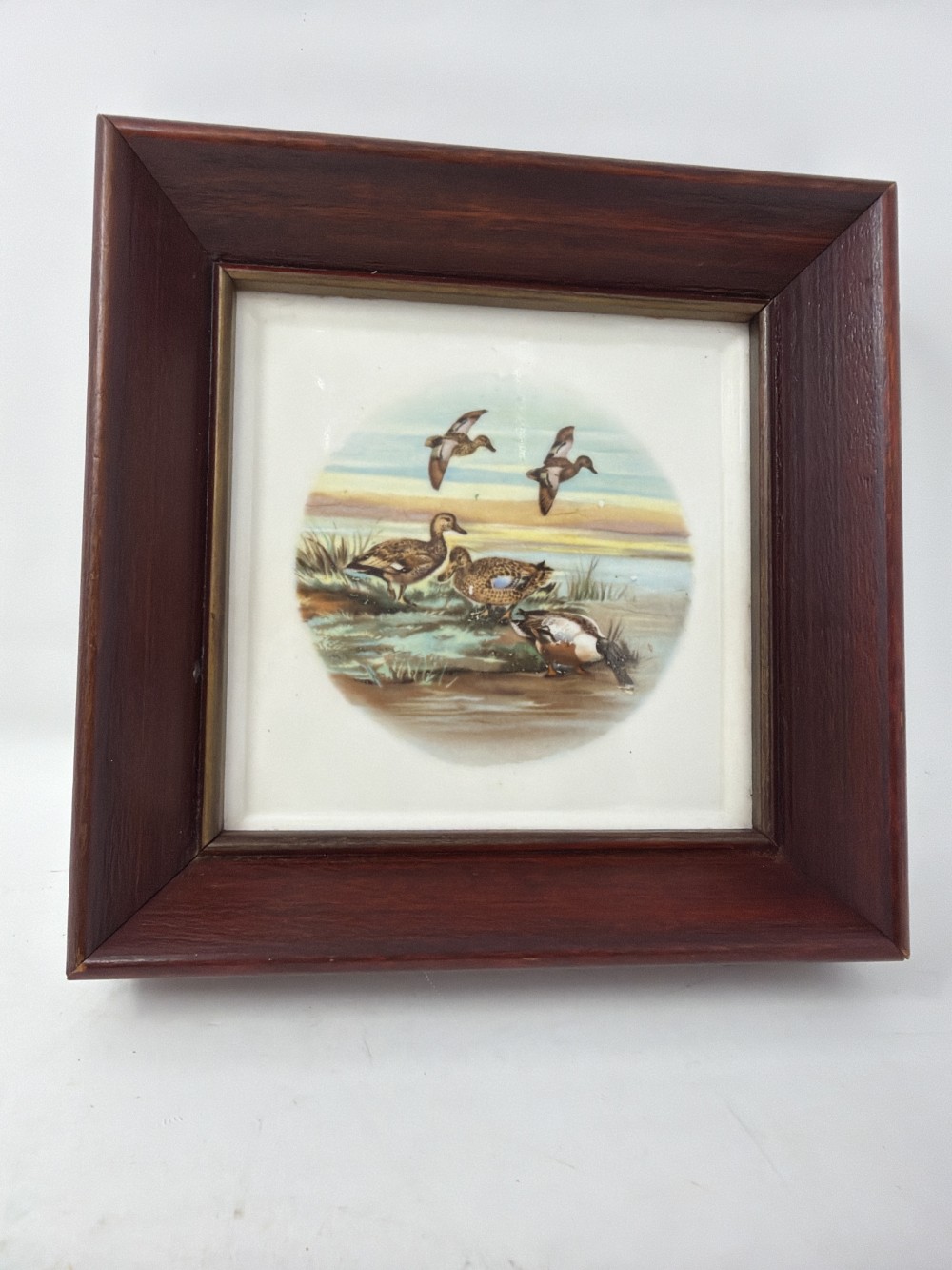 Vtg Framed Mallard Tile