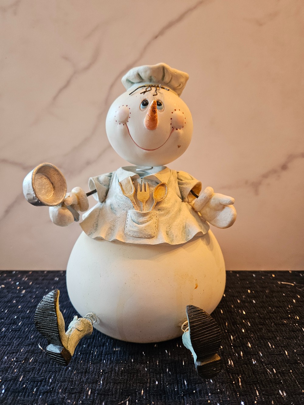 NIB whimsical ceramic chef snowman figurine