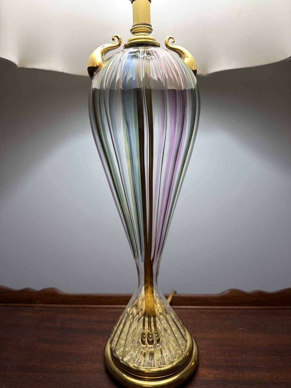 Vtg Murano-Style Art Glass Lamp