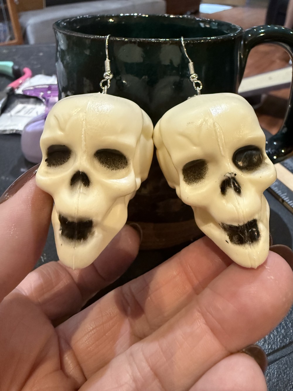 Earrings - Large Skulls 3D Plastic