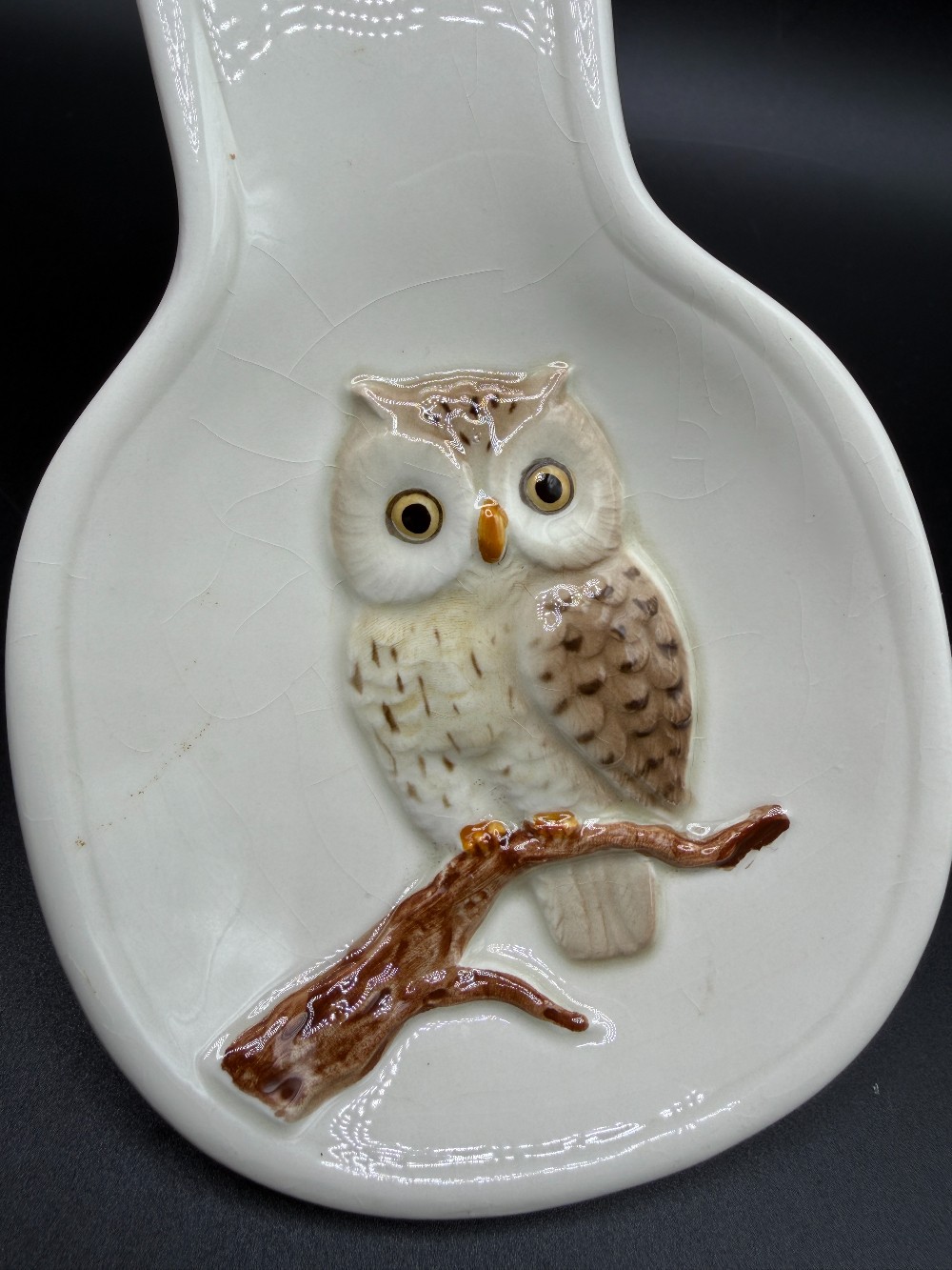 Otagiri Ceramic Owl Spoon Rest Vintage Japan Cottagecore Kitchen Decor