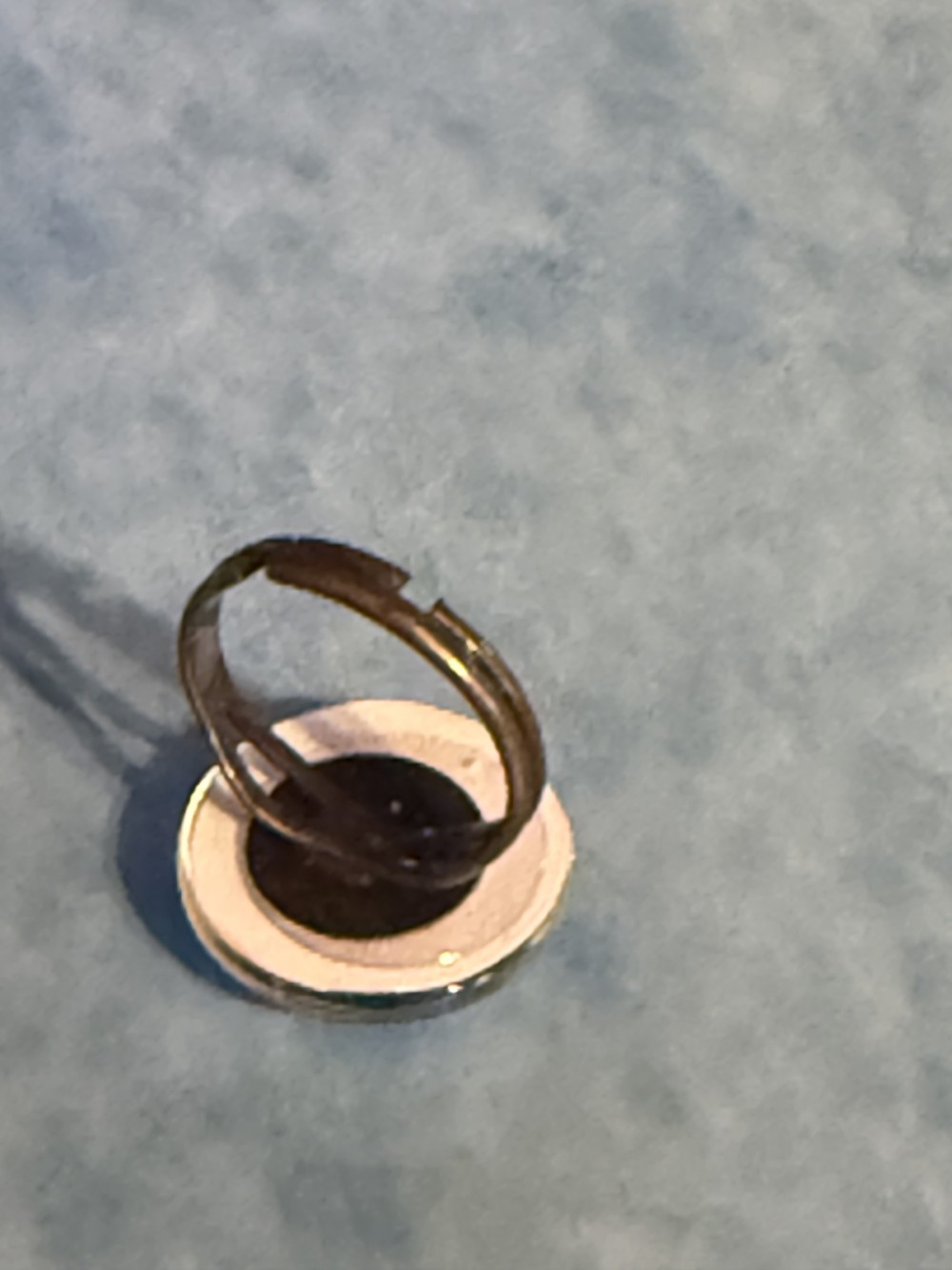 Adjustable Ring - Tree of Life Brown Tree Blue Background