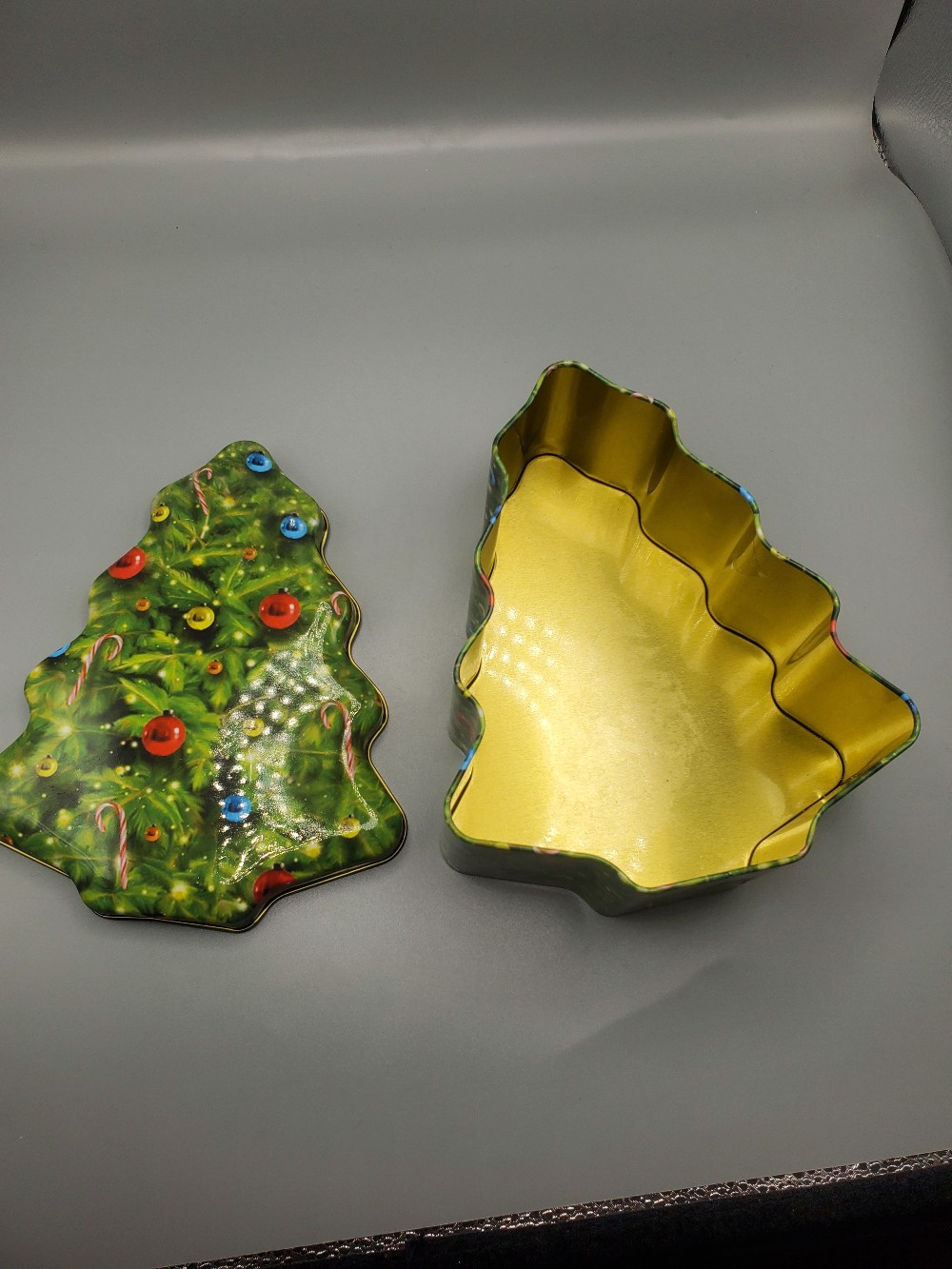 Christmas Tree Shaped Metal Tin