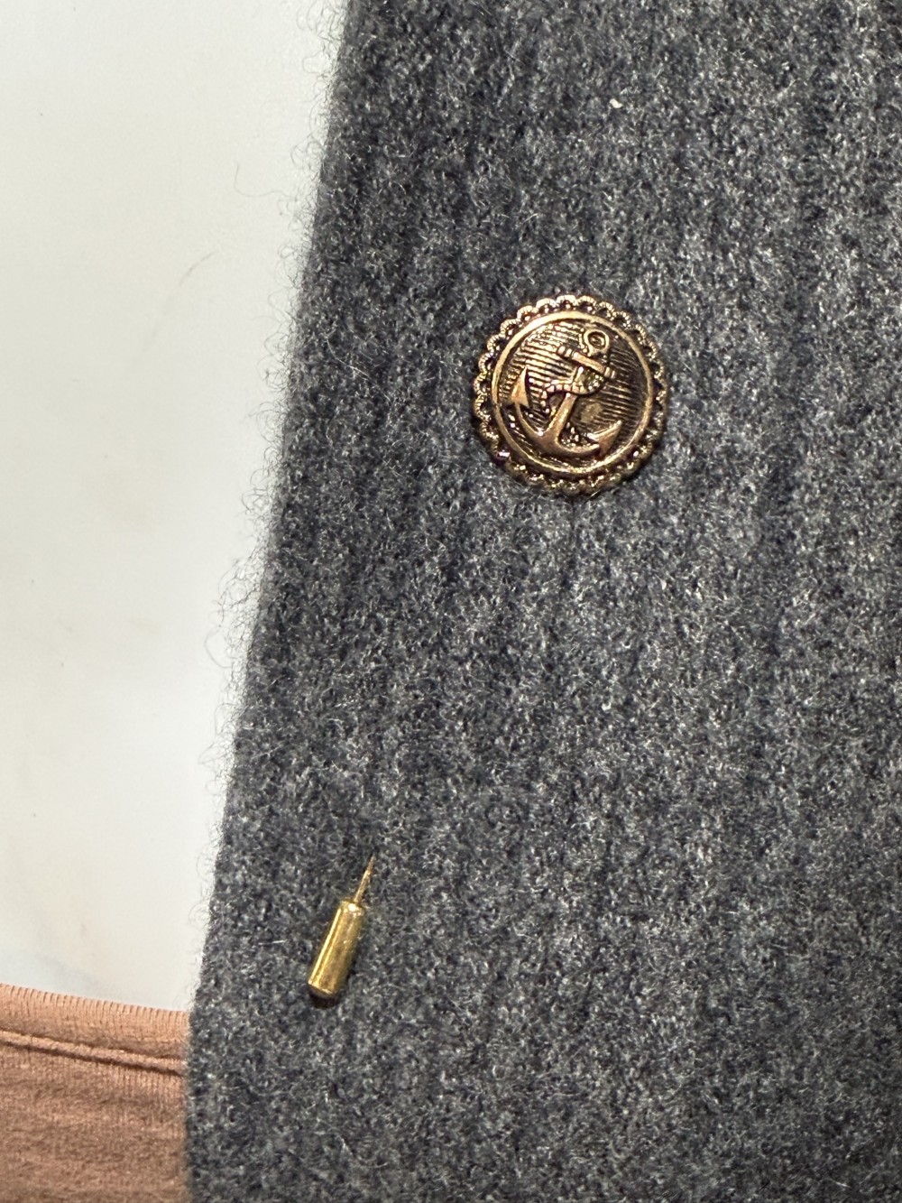 Hat Pin / Scarf Pin - Vintage Anchor Button, Lapel Pin, Hat Pins,