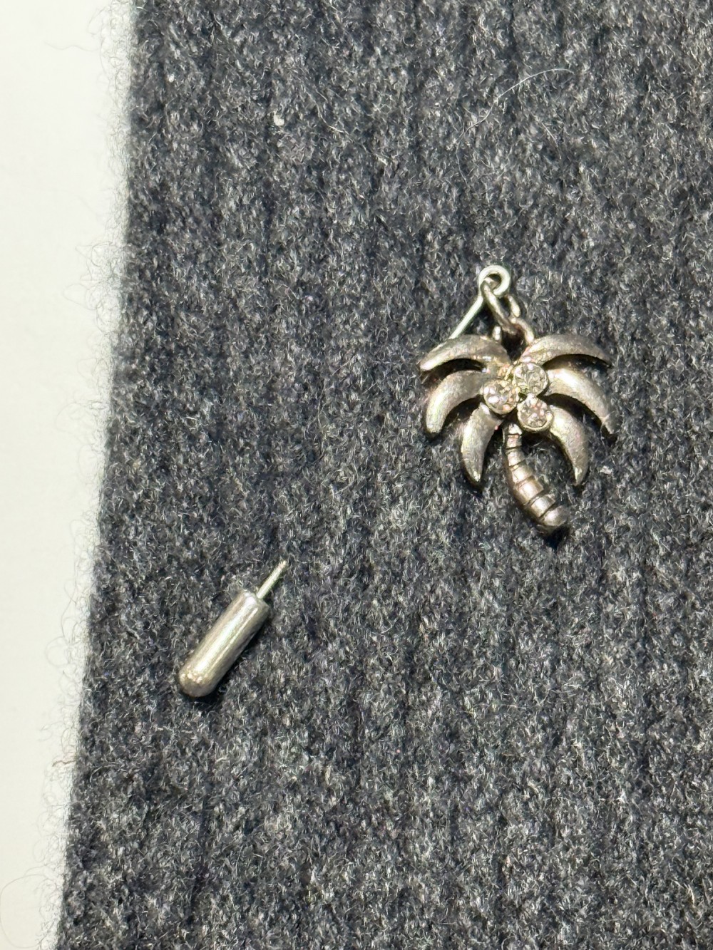 Hat Pin, Scarf Pin - Silver Coconut Tree Rhinestones, Lapel Pin, Hat Pins