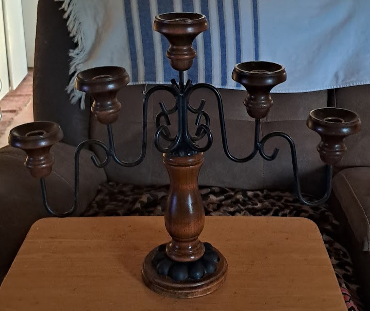 Wooden Candelabra, 5 Arm