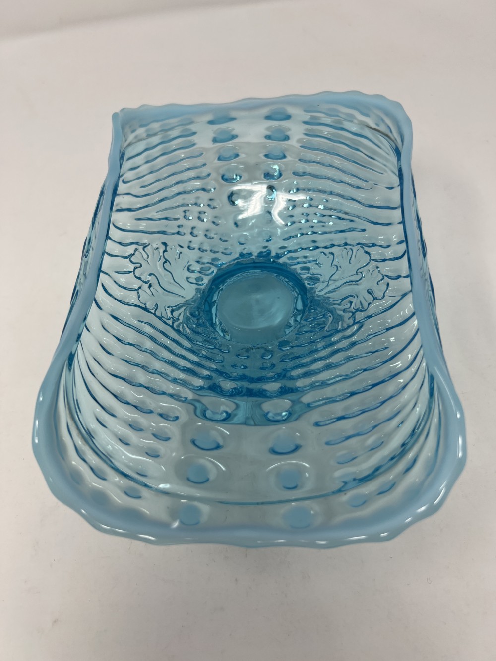 Northwood Argonaut Shell Nautilus Blue Opalescent Candy Dish