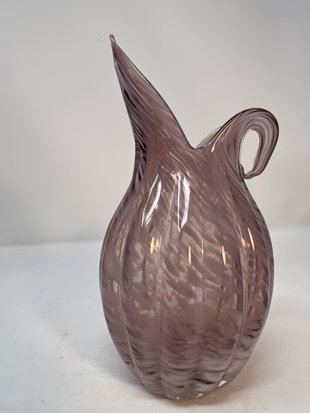 Vintage Lefton Lavender White Swirl Hand Blown Vase