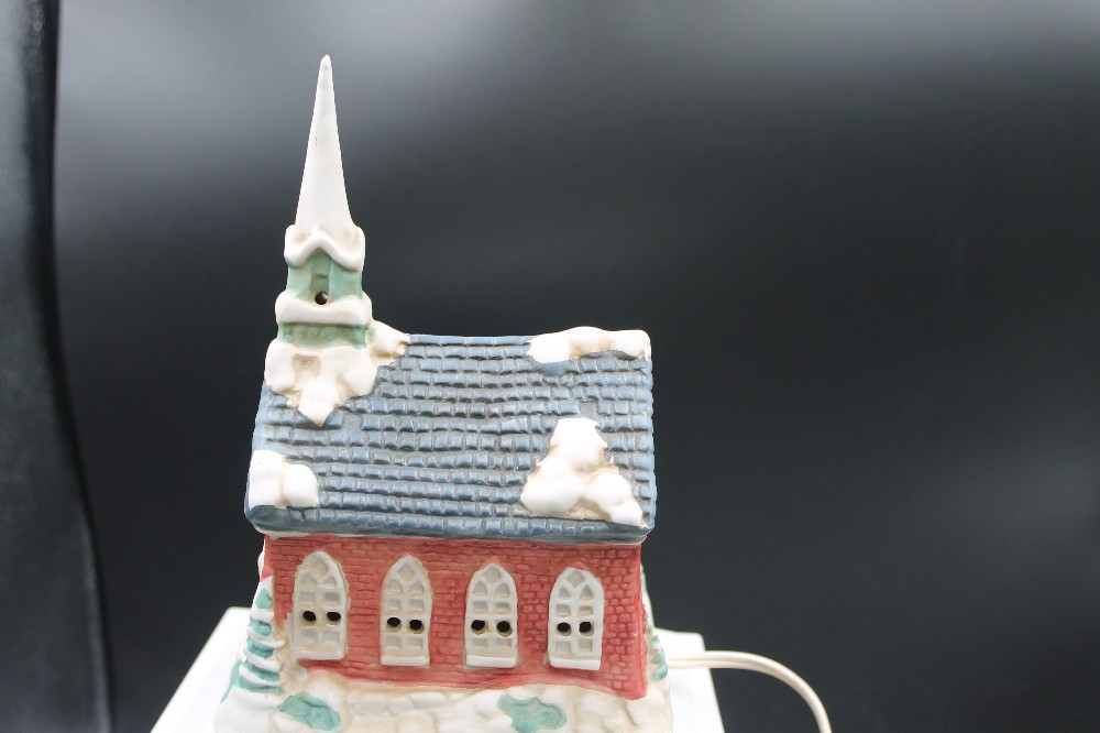 Nostalgic Ceramic Village Church lighted house