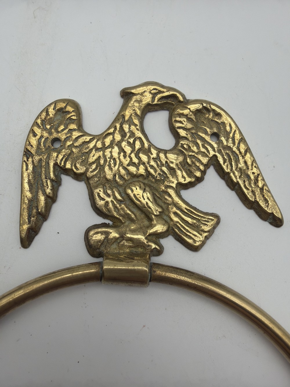 Vintage Brass Eagle Towel Ring – Federal Americana Wall Mount