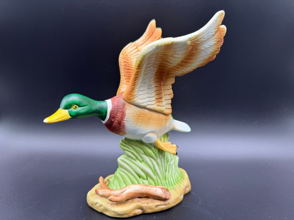Bisque Porcelain Mallard Duck Figurine Vintage