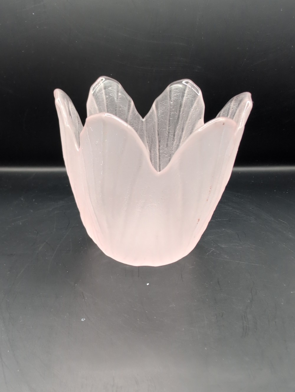 Dolly Parton pink frosted glass petal votive holder