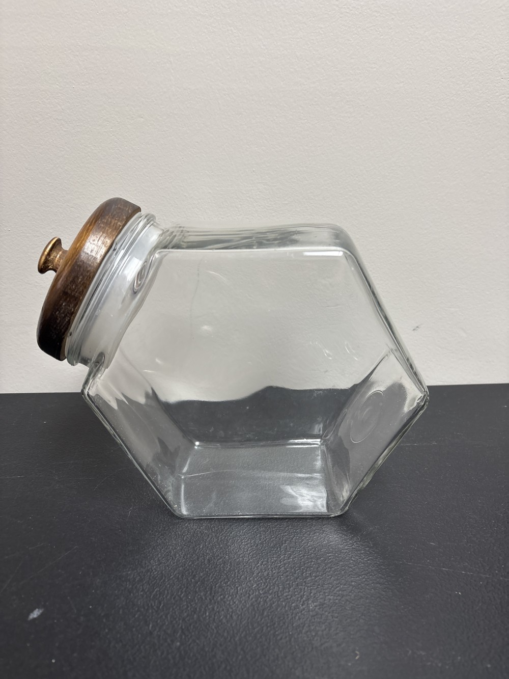 Wood Lid Canister Vintage 4 inch x 7 inch x 10 inch