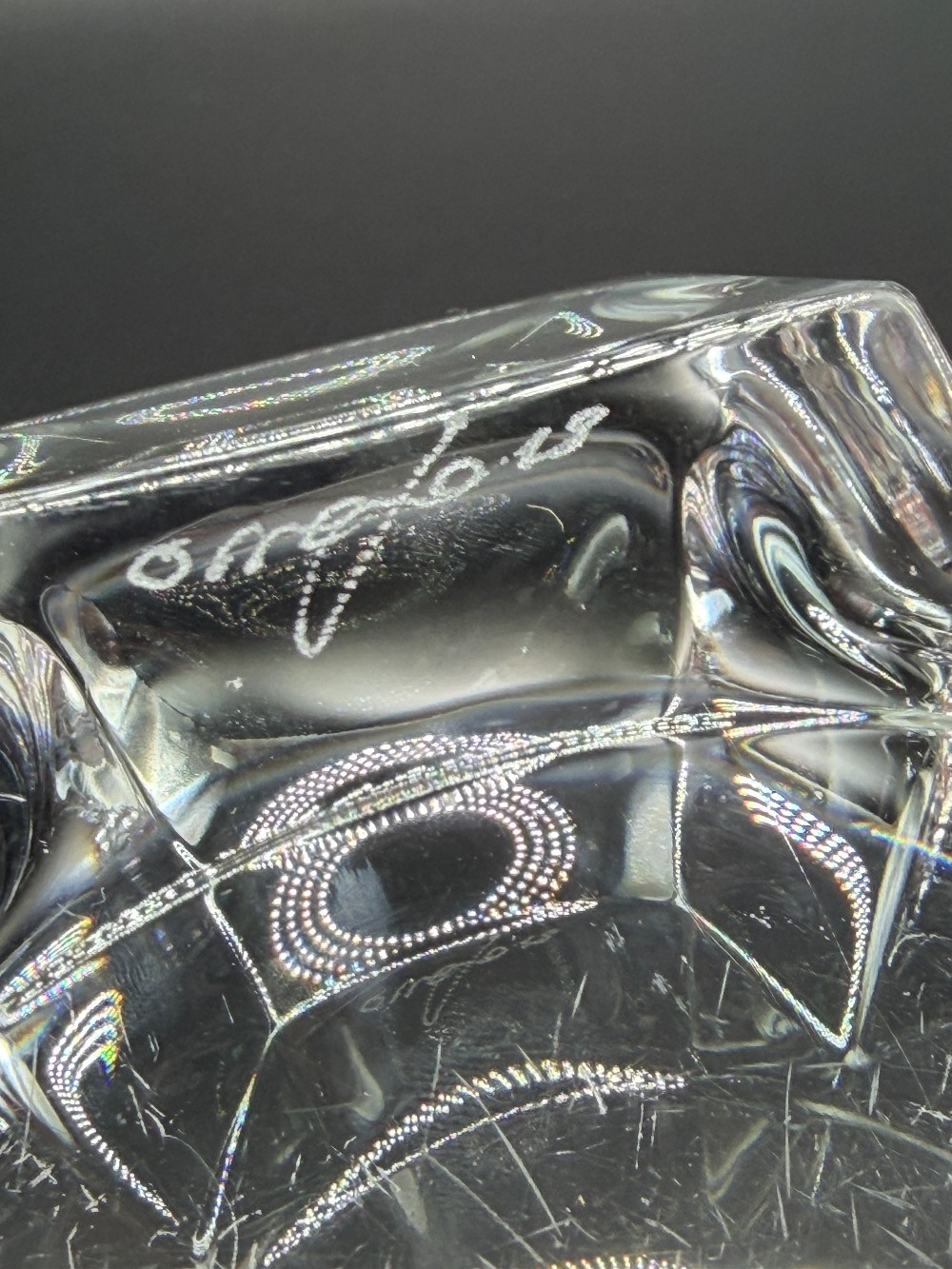 Vintage Orrefors Sweden Crystal Corona Bowl by Lars Hellsten