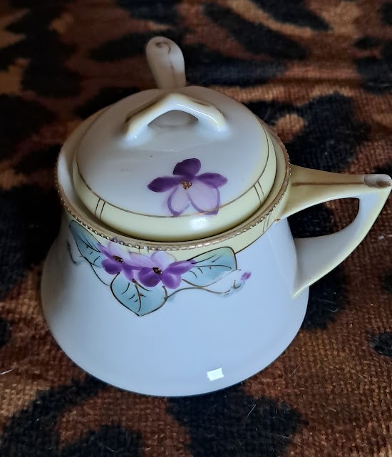 Nippon Hand Painted Floral Mini Sugar Bowl (1950's)
