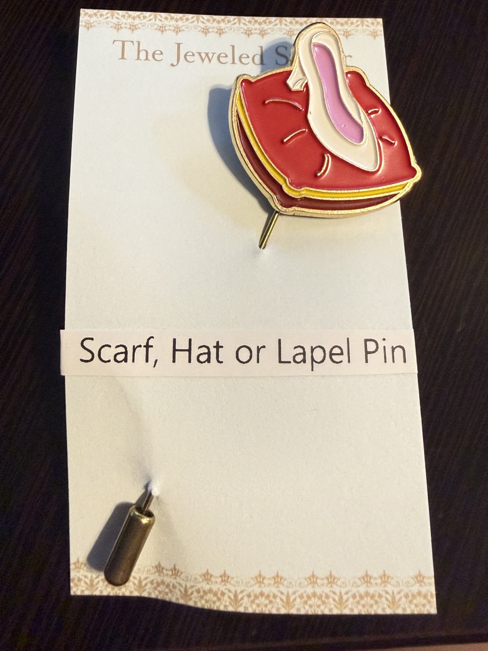Hat Pin / Scarf Pin - Shoe on Pillow, Slipper, Cinderella, Lapel Pin, Hat Pins