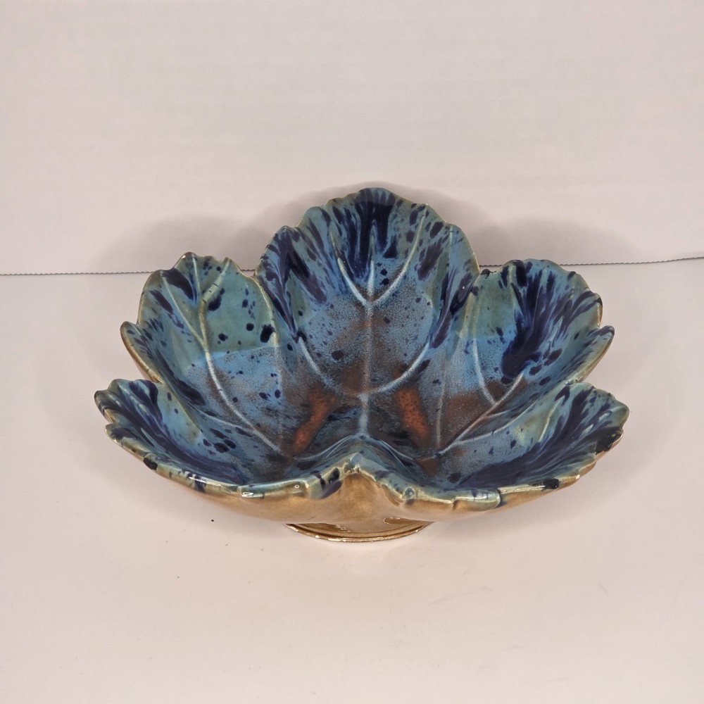 VTG Signed Studio Pottery Leaf Dish