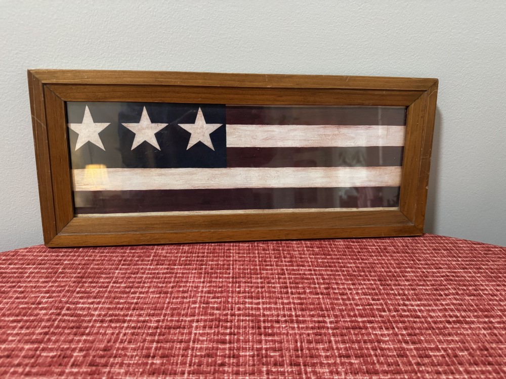 AMERICAN FLAG ART, WOOD FRAME
