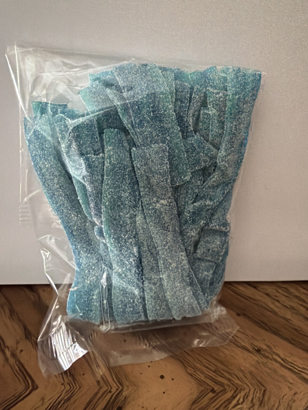 Sour power blue raspberry belts candy