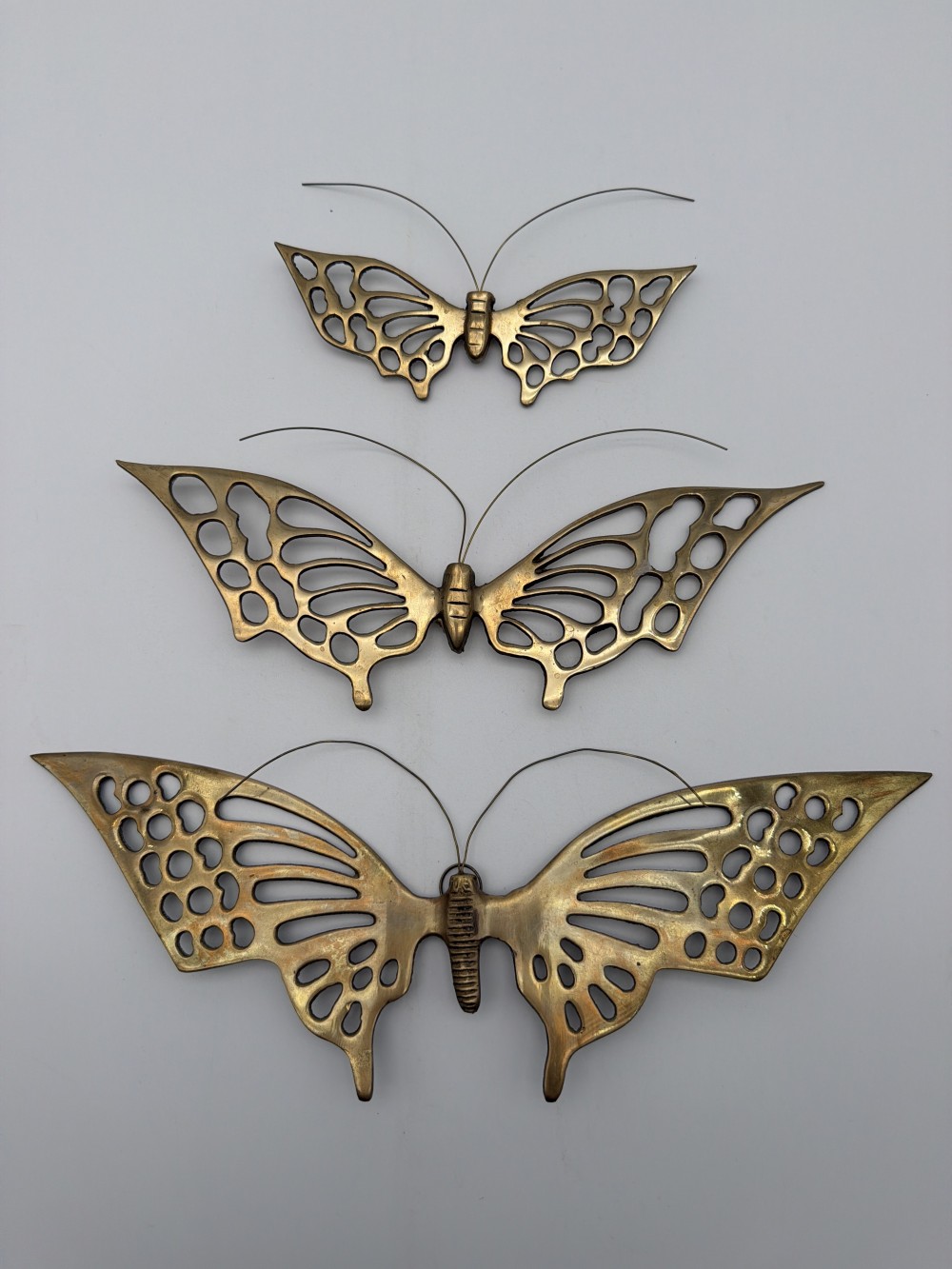 Set of 3 Vintage Brass Butterflies