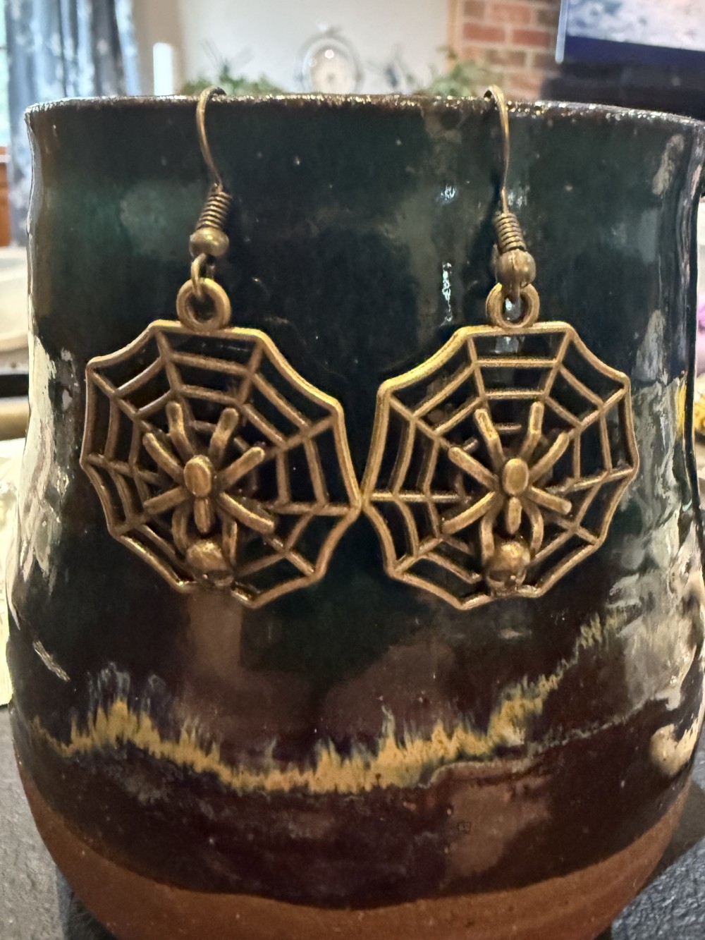 Earrings - Spider on Web