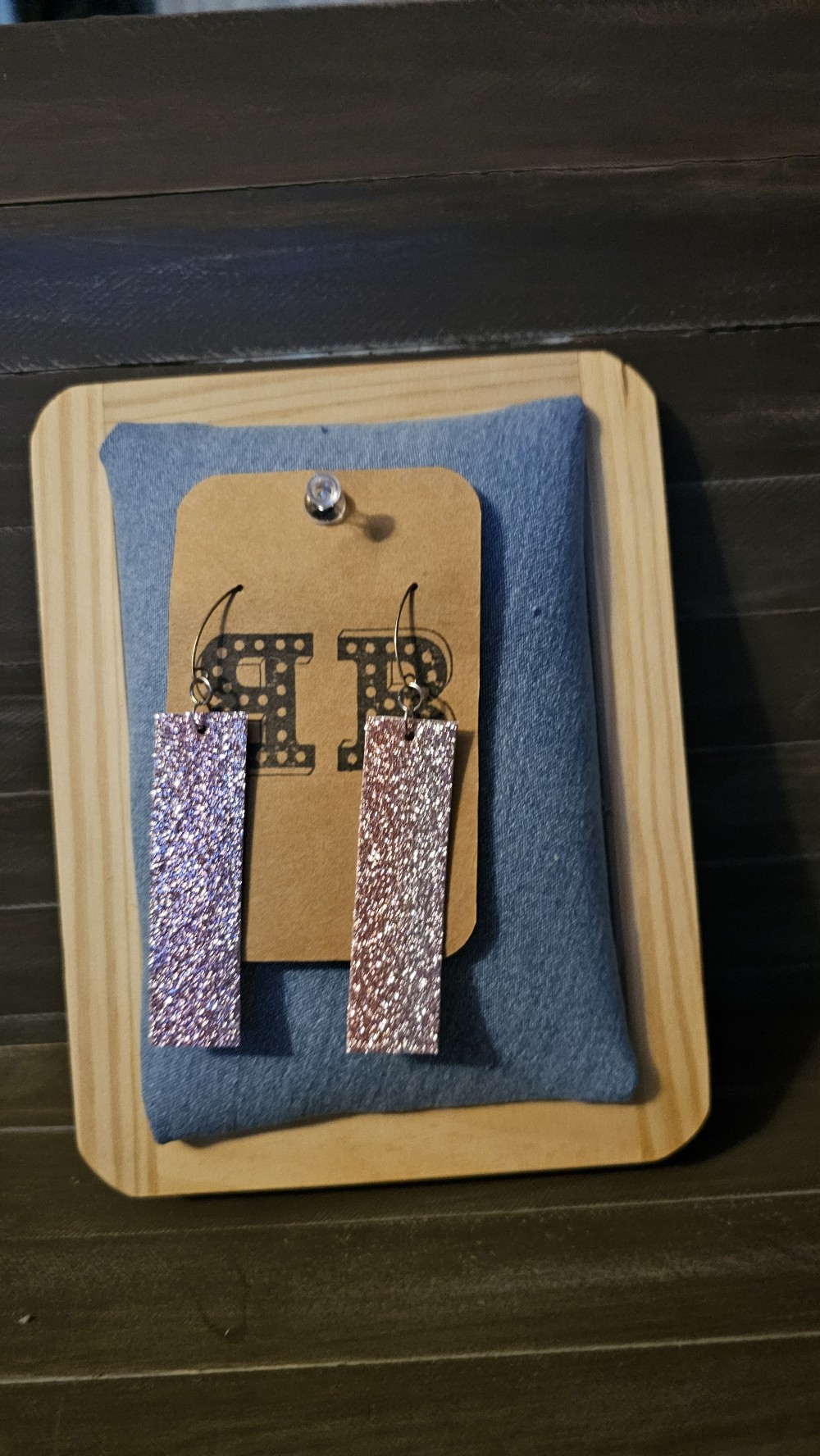 Long light purple sparkle earrings