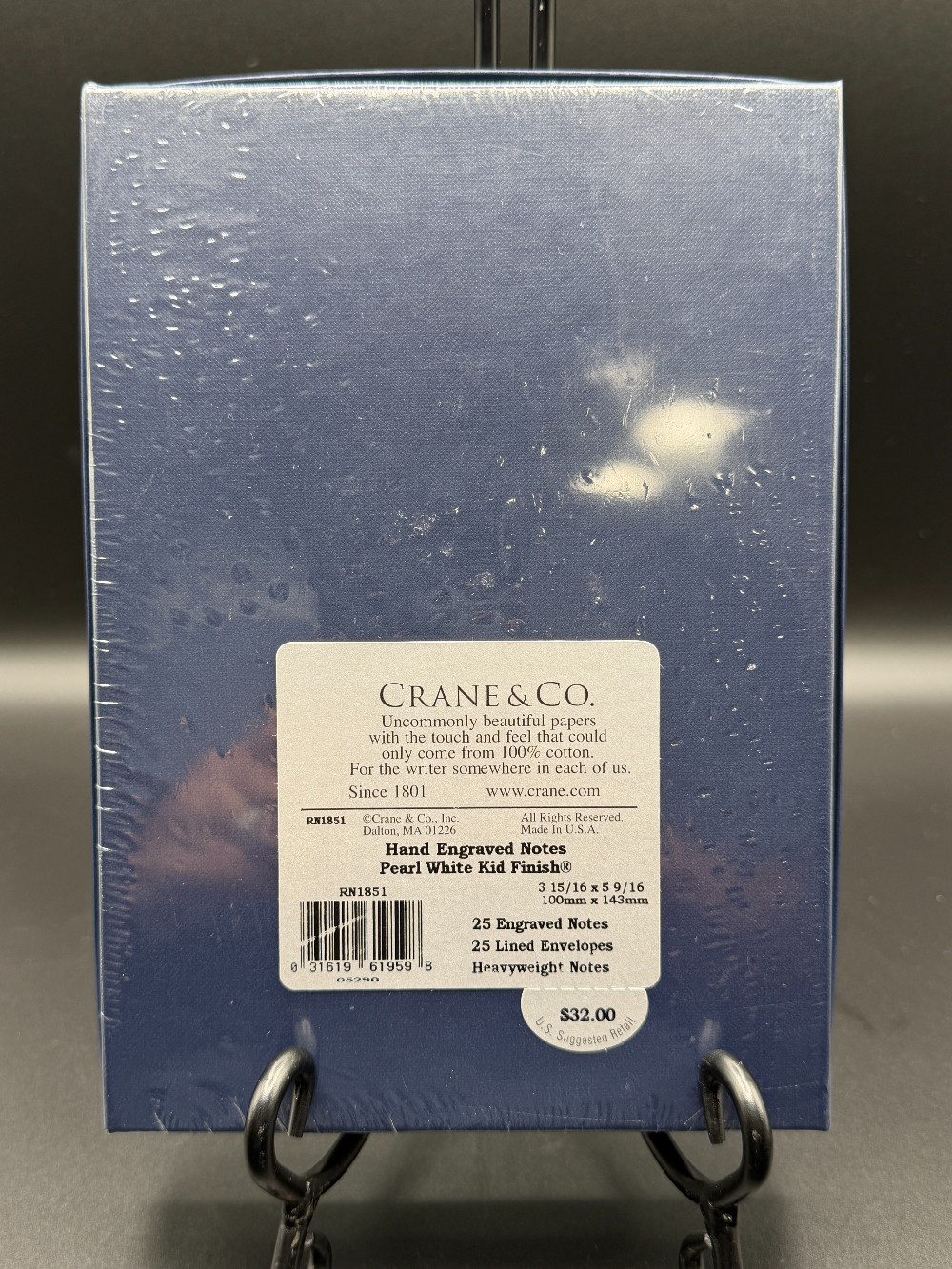 Crane & Co. 25 Hand Engraved Notes Pearl White Faux finish.