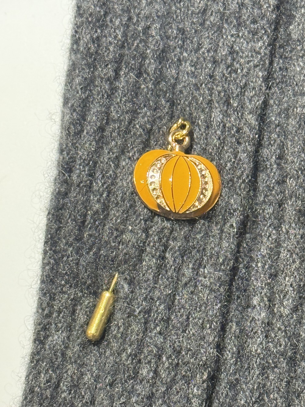 Hat Pin, Scarf Pin - Orange Enamel Pumpkin, Lapel Pin