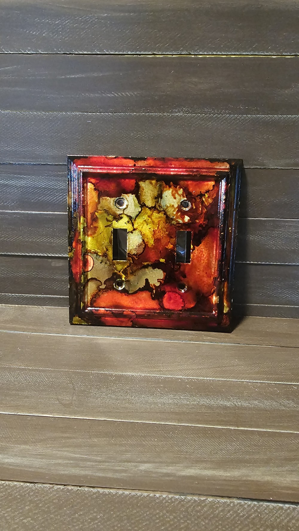 Metal double switch cover (red/green)