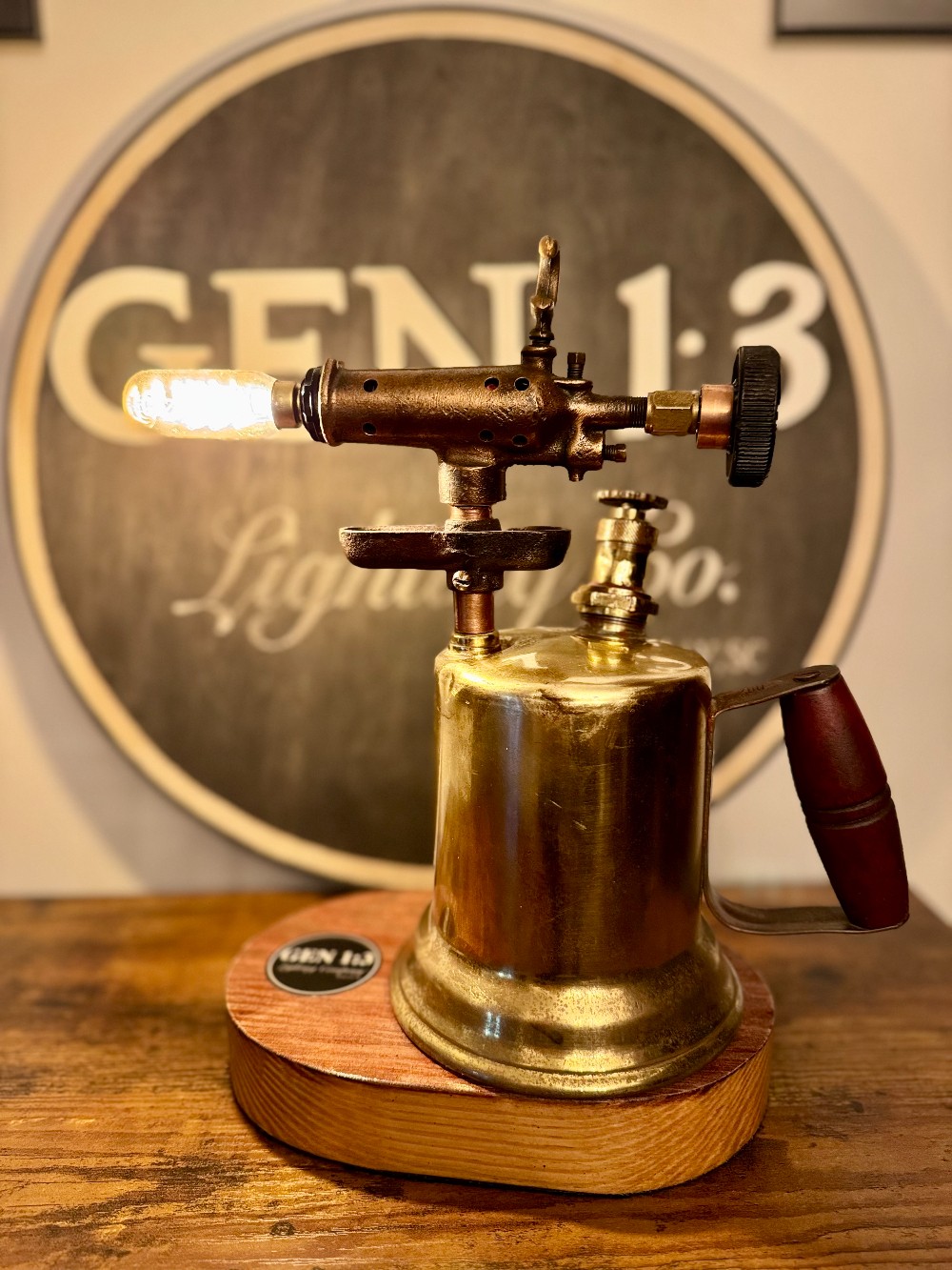 Antique 1920's Otto Bernz Co. Brass Blow Torch Lamp